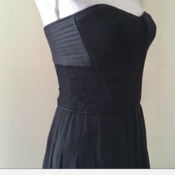 BCBG Black Strapless Corset Silk Chiffon Hi-Low Dress 4 - Picture 5 of 8